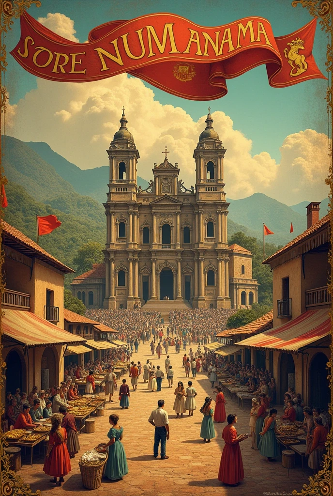 create a 3D cover with the following theme, colonial economy, the church and administrative political organization of the Spanish empire