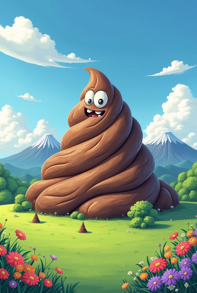 Poopy Mount Fuji made of poop. Poop mountain. 