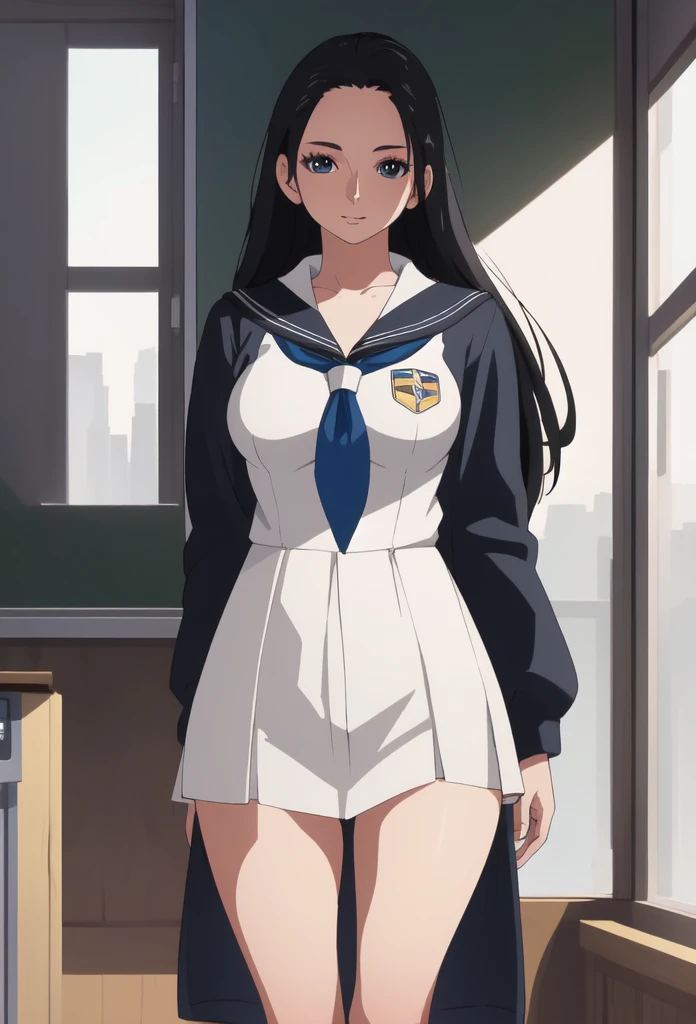 25 year old woman, milf, ((in the classroom)), ((School uniform)), raw photo, (photorealist: 1.37, realist), highly detailed unified 8K CG wallpapers, 1 girl, (((perfect body: 1.1)), (medium breasts: 1.2), looking at the viewer, (((straight from the front)))), (Looking at HQ:1.2, shiny skin), 8k hd, DSLR, Soft lighting, high quality, film grain, Fujifilm XT3, ((Whole body: 0.8)), (Professional lighting:1.4) ,