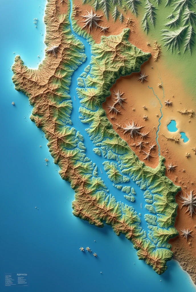 Create a map of the rivers on the Pacific watershed in Peru