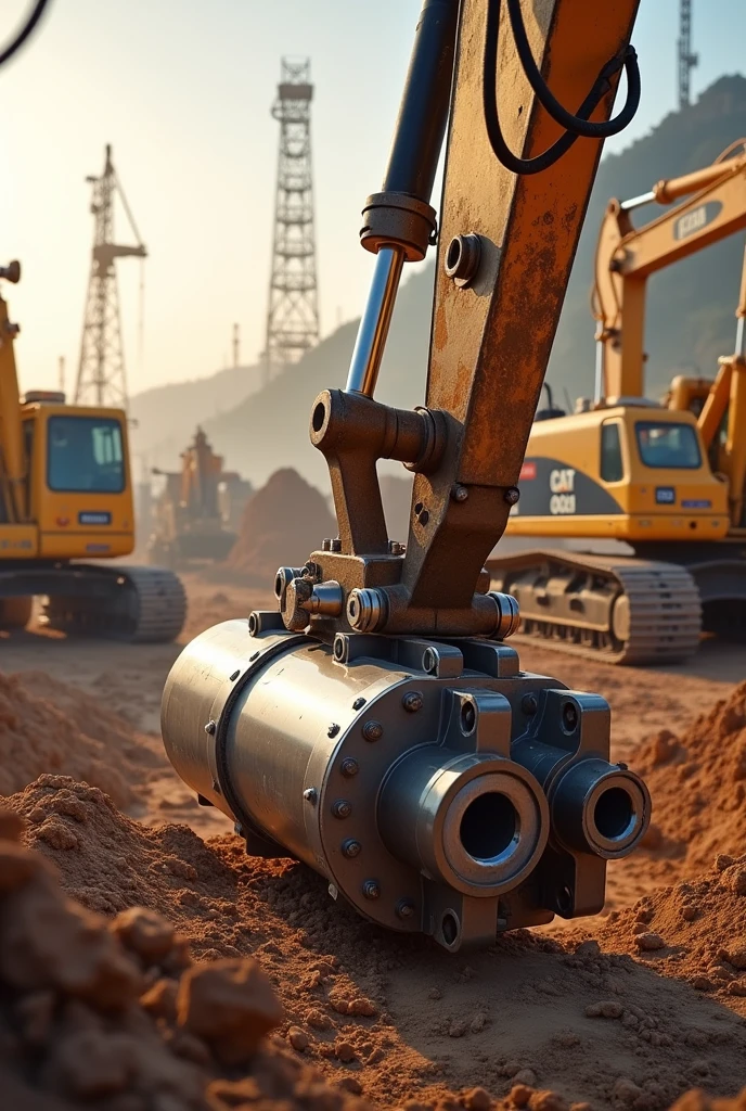 a double-acting hydraulic cylinder from an excavator


