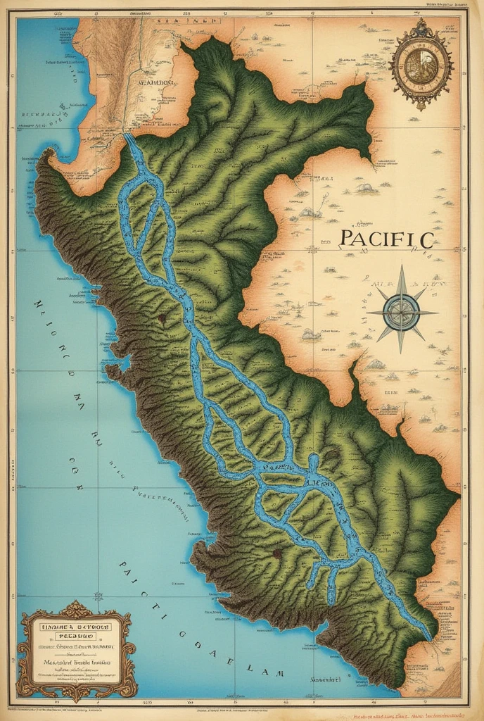 Create a map of the rivers on the Pacific watershed in Peru