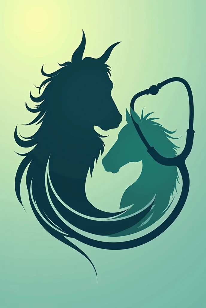 mark with the initials s and l, silhouette of the head of a bull and horse, stethoscope, veterinary symbol