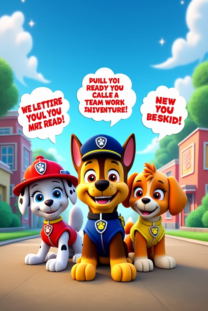 Paw Patrol animated drawing with messages