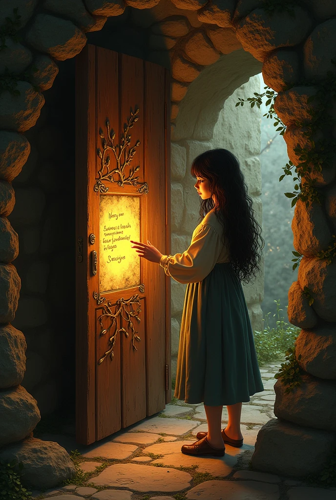 When opening the little door, Ana found a small wooden box with a note inside. The ticket said: “The true key is courage.”