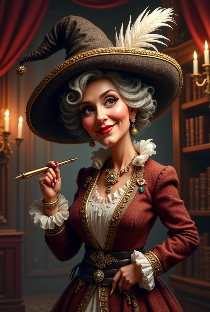 Baroque style caricature of Agatha Christie