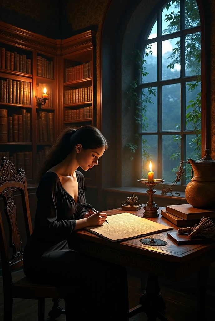 writing with a quill on parchment