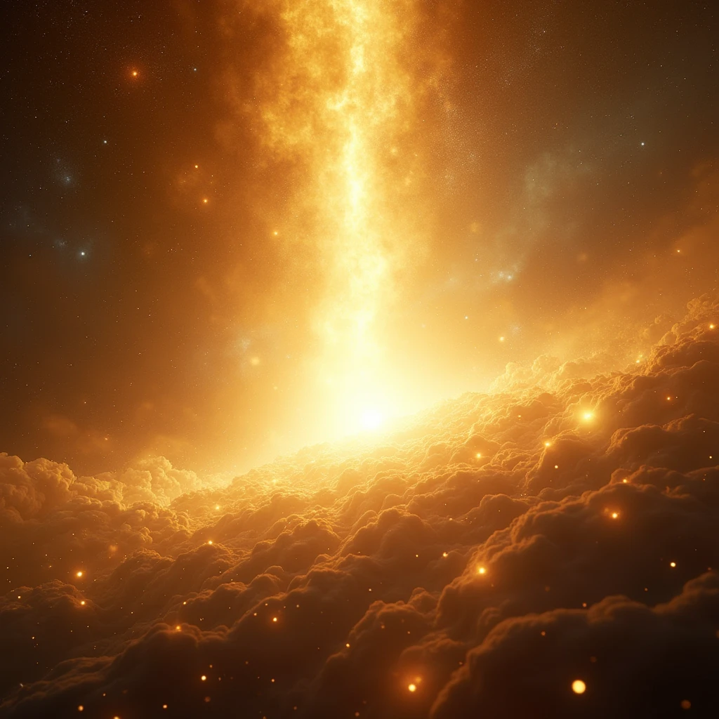 golden and white energy coming out from the center of the universe