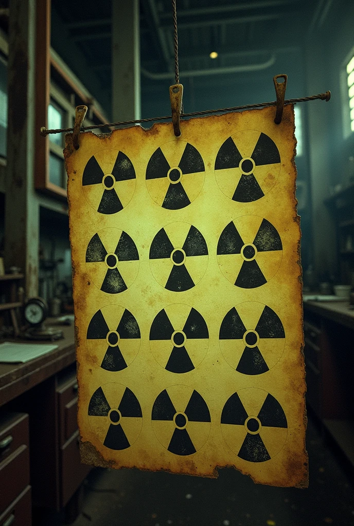 Paper printed with radioactive symbols