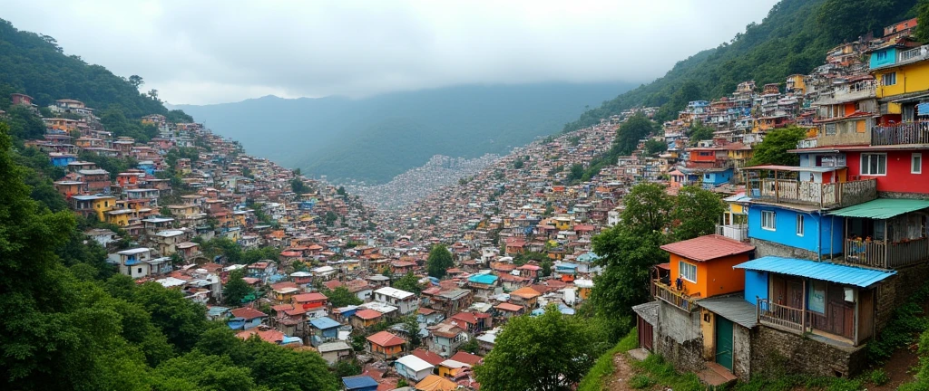 Favela neighborhood view from the hill