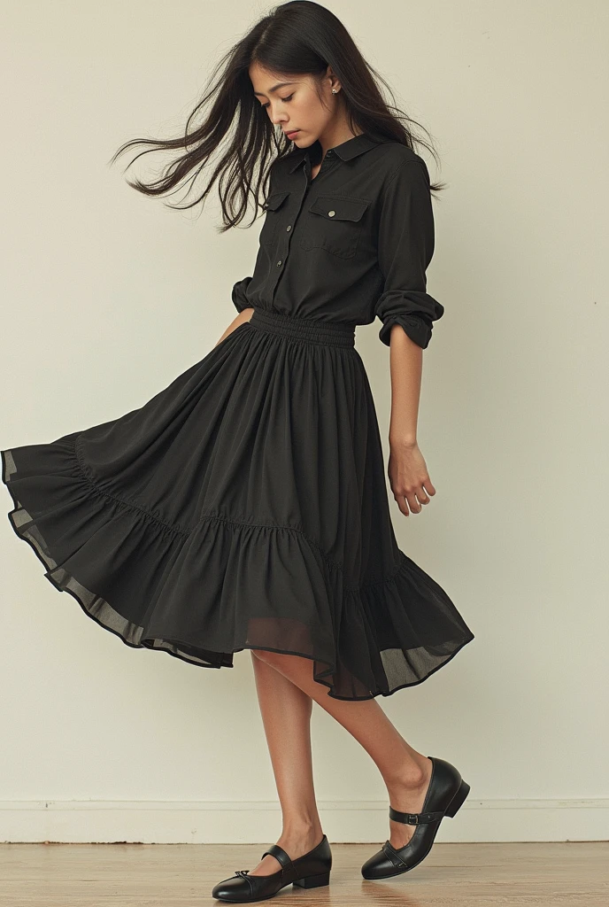 (photorealism:1.2), 13 years old, windy up skirt,