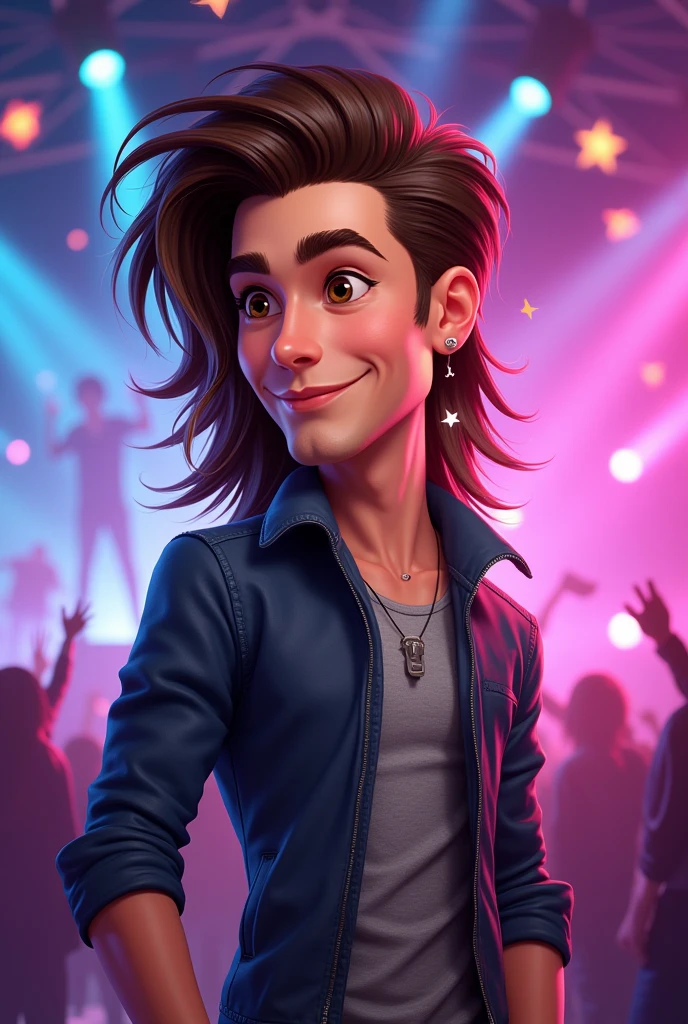 Generate a James Maslow avatar inspired by the first season of Big Time Rush. The avatar is facing left and the shot is bust.. estilo 2d . Don't forget James' signature long hair..