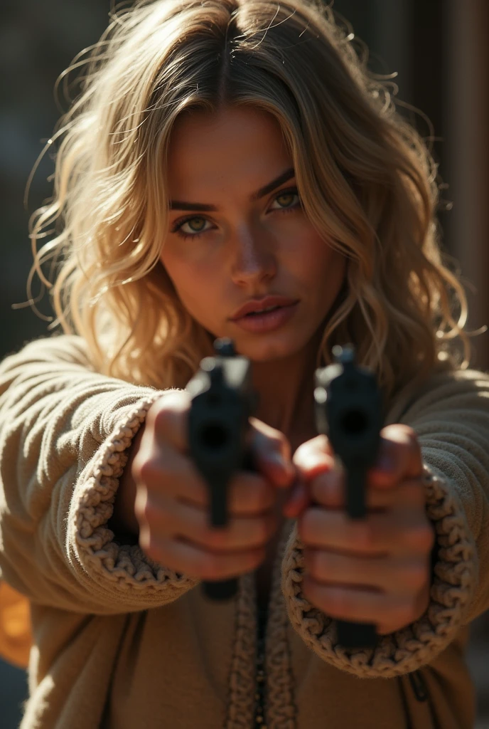 ultra HD, High details, best qualityer, goddess, handgun