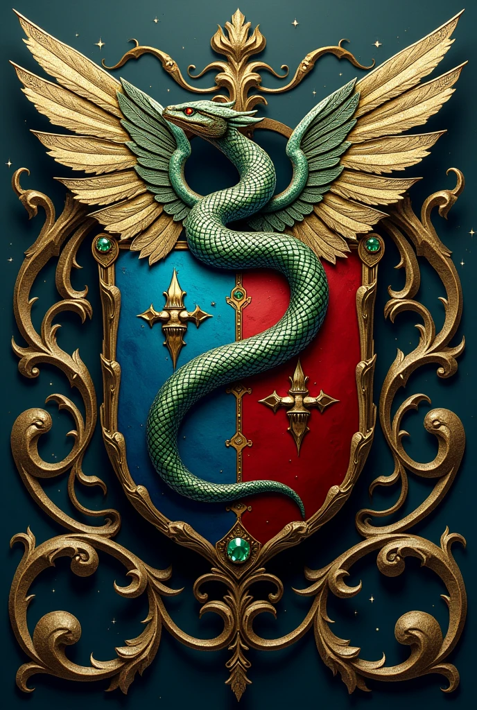 Create a coat of arms with a winged snake