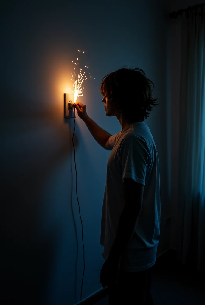 A switch being turned off or an electronic device being unplugged from the outlet by a person.