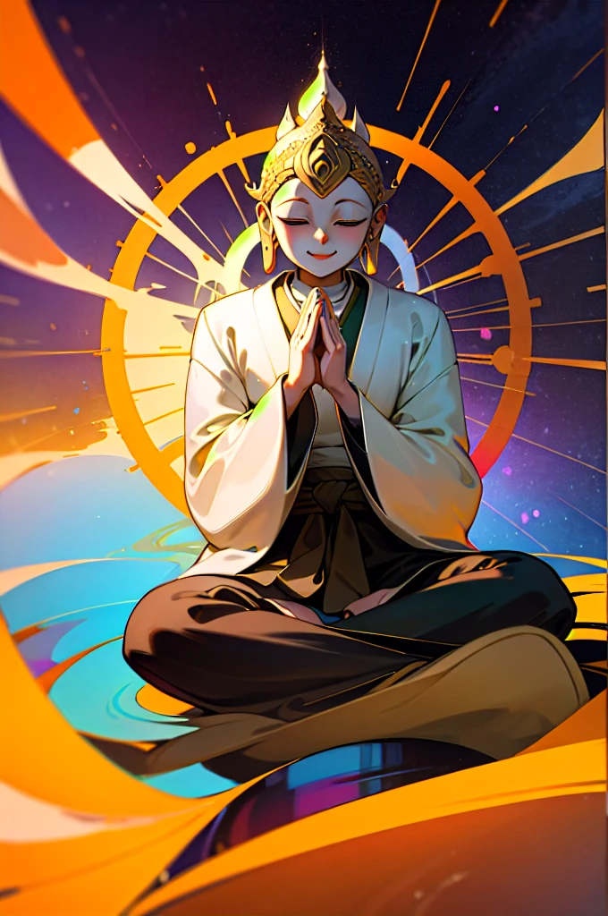 Shakyamuni Buddha、psychedelic 、Lotus Garden、Paradise、Zazen、Joining hands in prayer、smile、love、mercy、Lotus