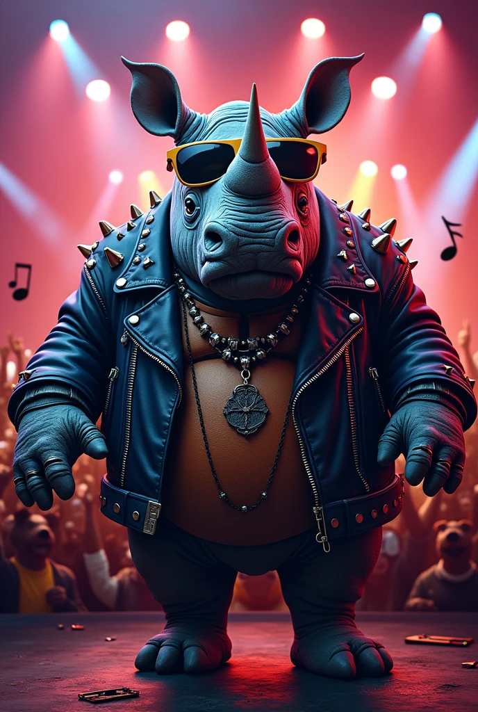 Very fat rocker rhinoceros