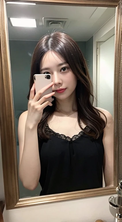Girl taking pictures of herself in the mirror