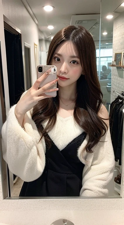 Girl taking pictures of herself in the mirror