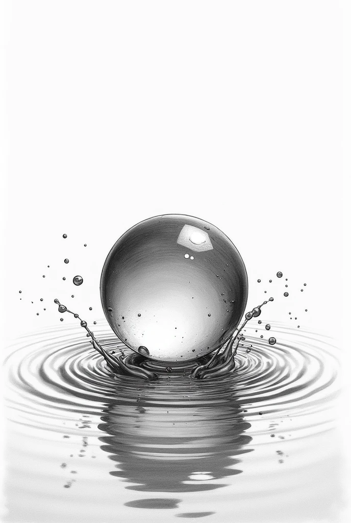make another one that shows the object weighing down in the liquid, being a sketch, looking like it was hand-drawn