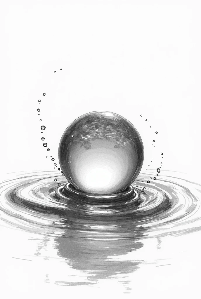 make another one that shows the object weighing down in the liquid, being a sketch, looking like it was hand-drawn
