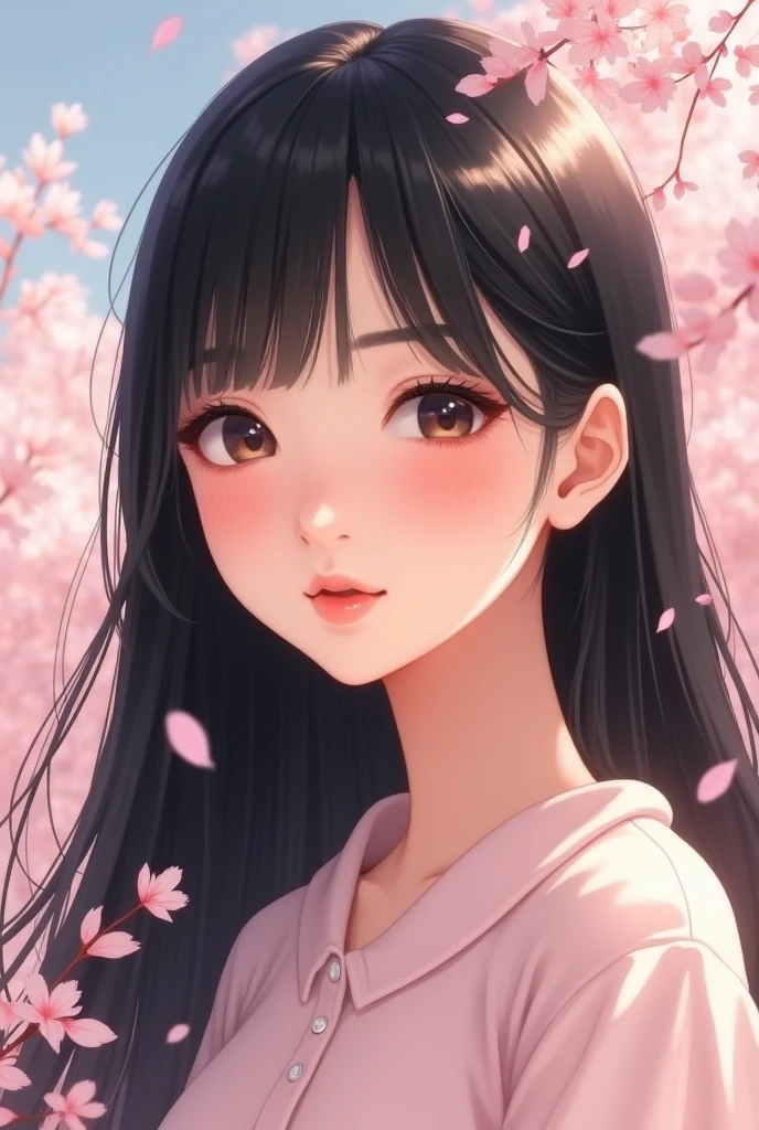 Draw me in 2d a girl with straight black hair, thin Asian face, without bangs, don't sexualize her and don't make her face too , make her look forward and she's a ager