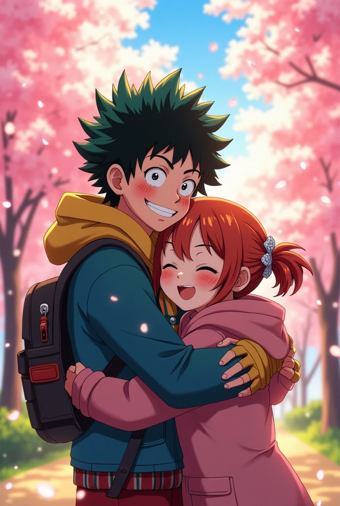 Jin Bubaigawara from My Hero Academia, hugging a girl 