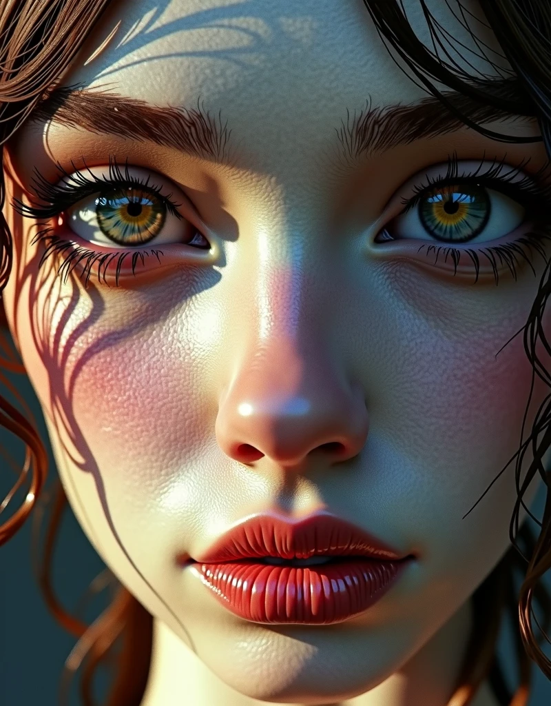 high fashion model influenced by Giuseppe Arcimboldo, her eyes and face fixed on the camera lens, short image, symmetrical eyes, ultra hd, realistic, vivid colors, highly detailed, UHD drawing, pen and ink, perfect composition, beautiful detailed intricate insanely detailed octane render trending on artstation, 8 k artistic photography, photorealistic concept art, soft natural studio lighting, chiaroscuro, award - winning photograph, masterpiece, oil on canvas, raphael, caravaggio, greg rutkowski, beeple, beksinski, giger