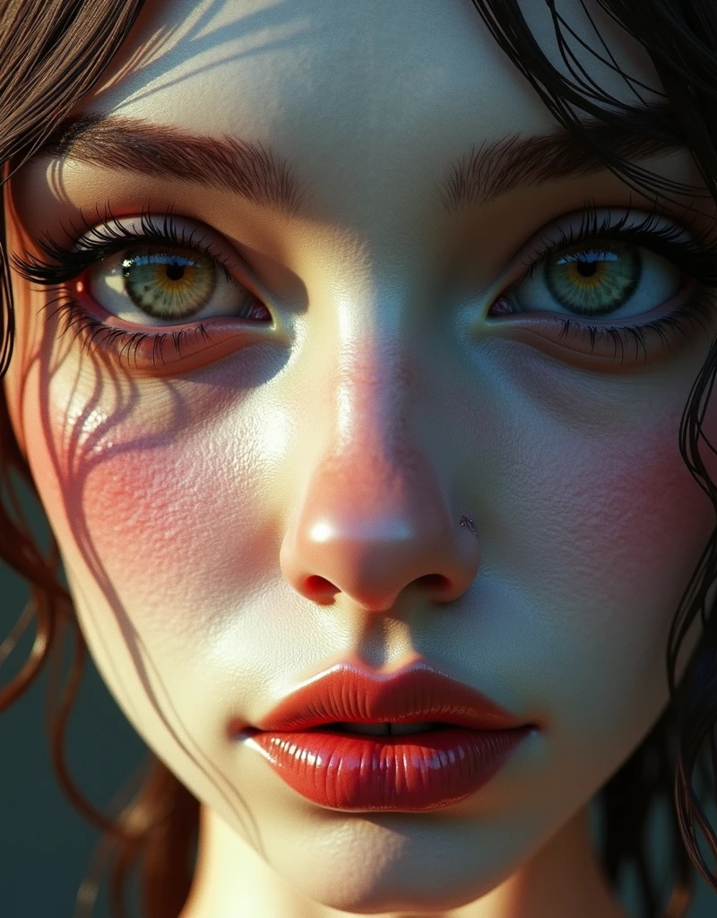 high fashion model influenced by Giuseppe Arcimboldo, her eyes and face fixed on the camera lens, short image, symmetrical eyes, ultra hd, realistic, vivid colors, highly detailed, UHD drawing, pen and ink, perfect composition, beautiful detailed intricate insanely detailed octane render trending on artstation, 8 k artistic photography, photorealistic concept art, soft natural studio lighting, chiaroscuro, award - winning photograph, masterpiece, oil on canvas, raphael, caravaggio, greg rutkowski, beeple, beksinski, giger