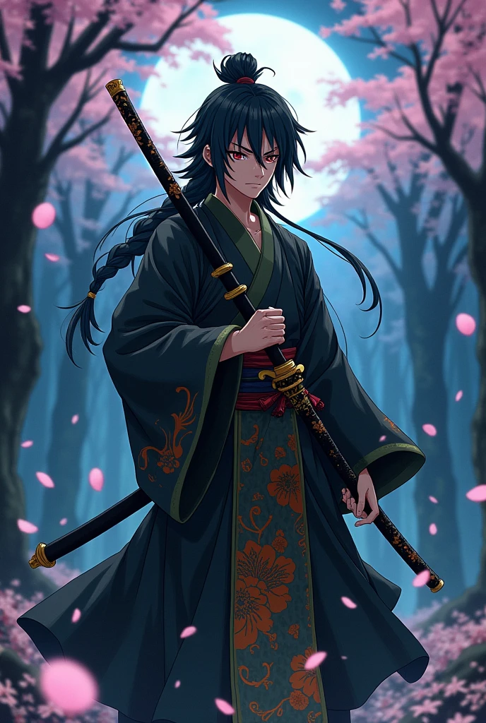 Full-body anime character from Demon Slayer: Kimetsu no Yaiba holding a sword