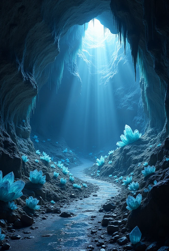 A cave with diamond minerals