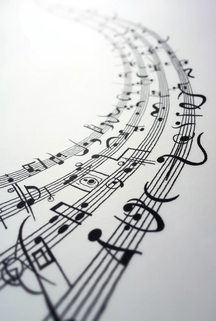 Music score with straight lines in perspective, grey