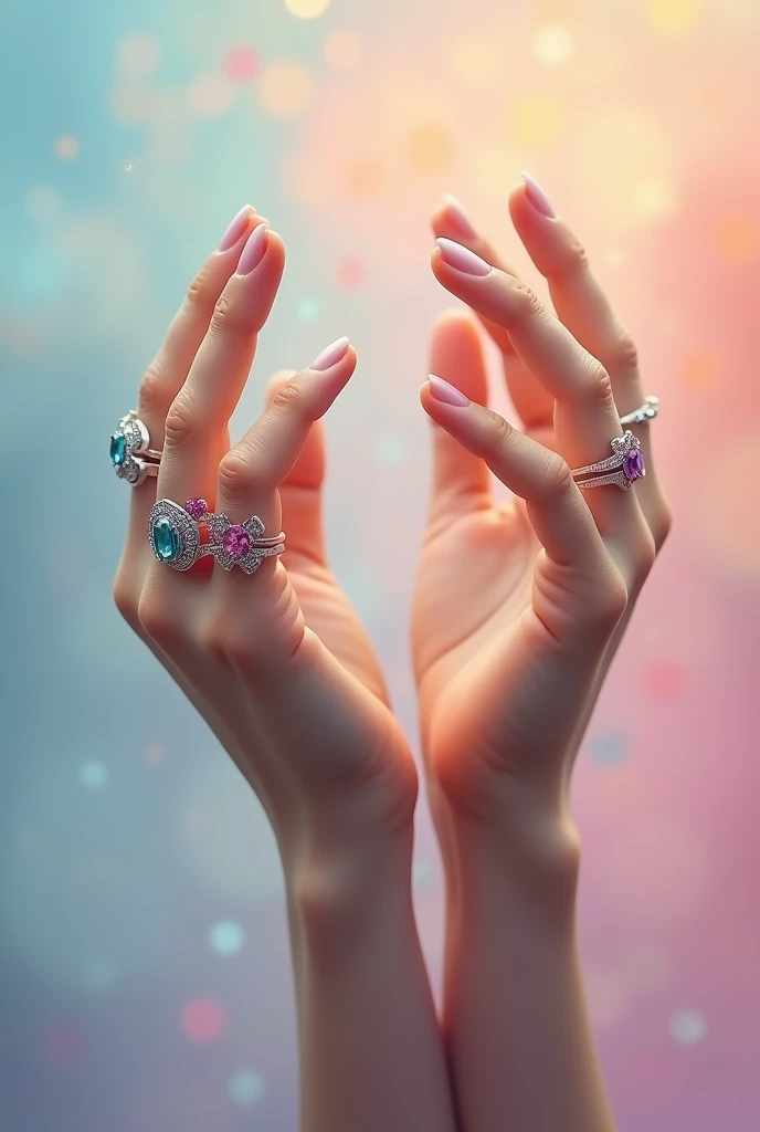 Image of well-made nails, with vibrant colors and brightness. An image that conveys care, elegance and beauty.only hands --auto --s2