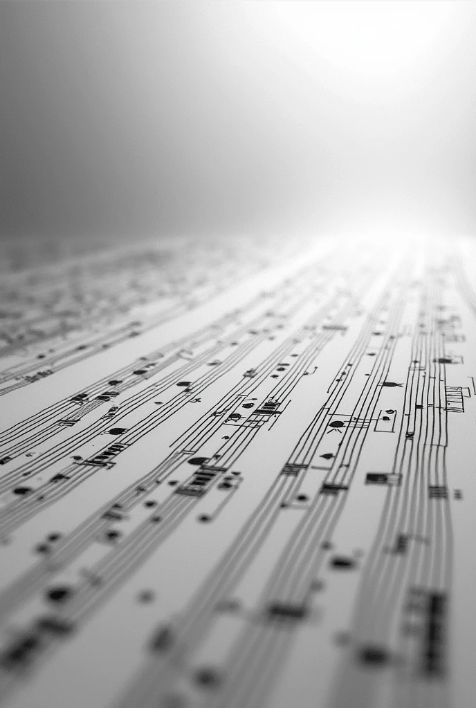Music score with straight lines in perspective, grey