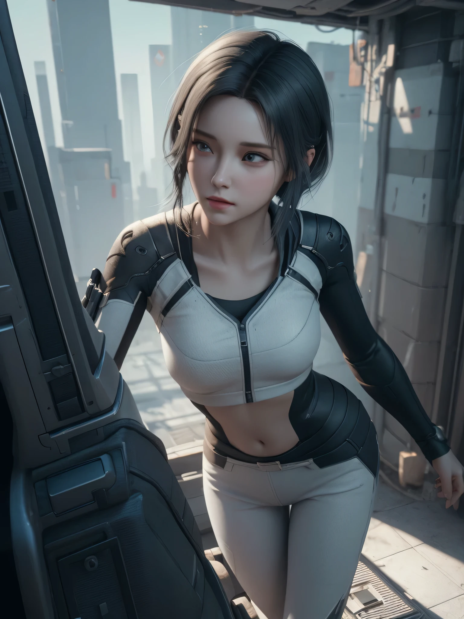 ((best quality)), ((masterpiece)), (detailed:1.4), 3d, Image of a beautiful cyberpunk woman,Human Development Report (High Dynamic Range),Ray Tracing,nvidia RTX,Super Resolution,Unreal 5,Subsurface scattering,PBR Textures,Post-Processing,Anisotropic filtering,Depth of Field,Maximum clarity and sharpness,Multi-layered textures,Albedo and Specular Maps,Surface Shading,Accurately simulate the interaction of light and materials,Perfect proportion,Octane Rendering,Two-color lighting,Large aperture,Low ISO,White Balance,Rule of Thirds,8K Native,