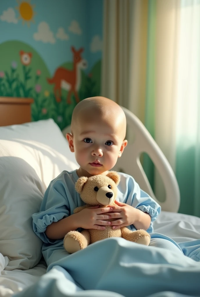 bald girl , She is hospitalized. 