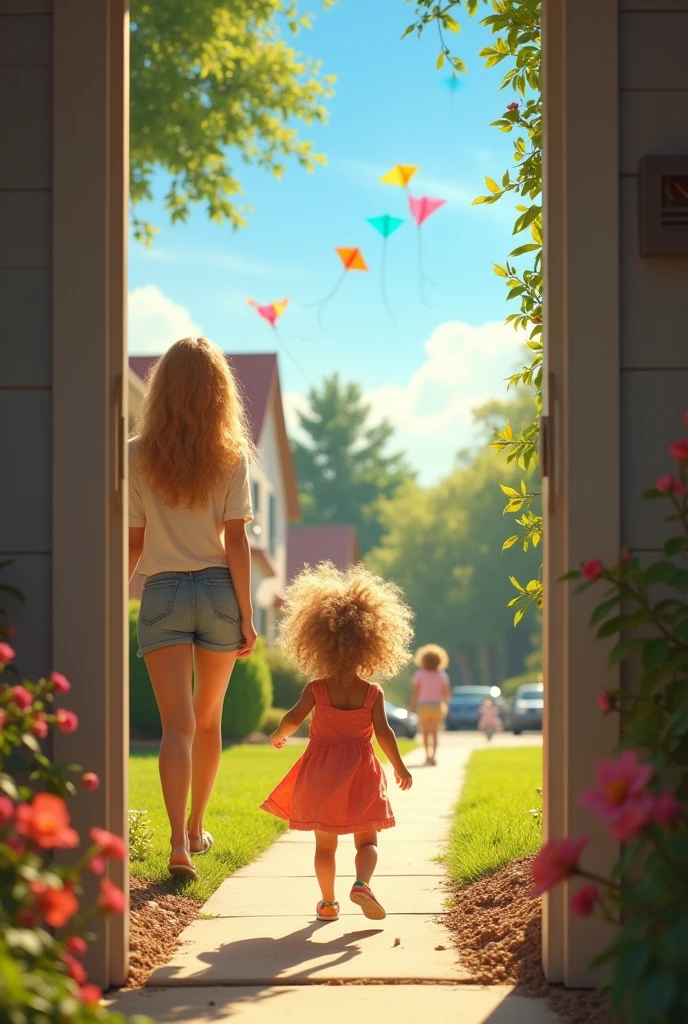 The kind mother allowed the child to go play with her friends, but told her to come back before the sun set.