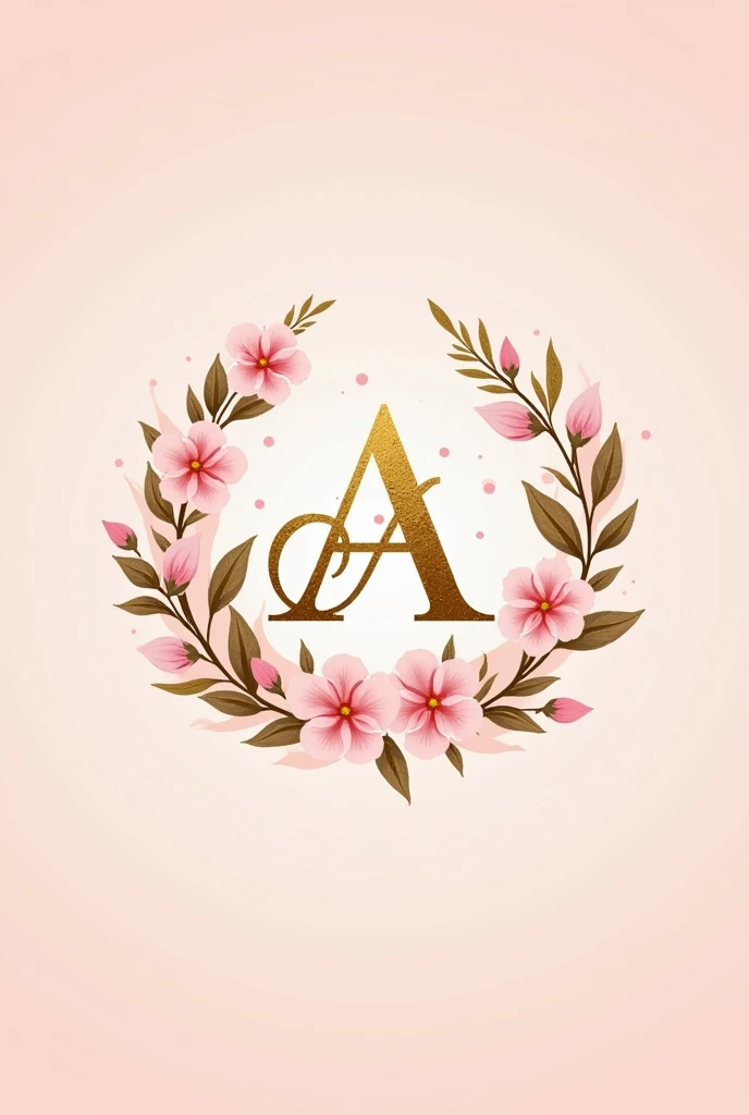 boutique logo with letter a, gold and pink colors
