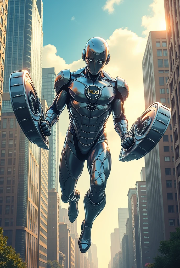 Make a comic character that uses the element and properties of aluminum 