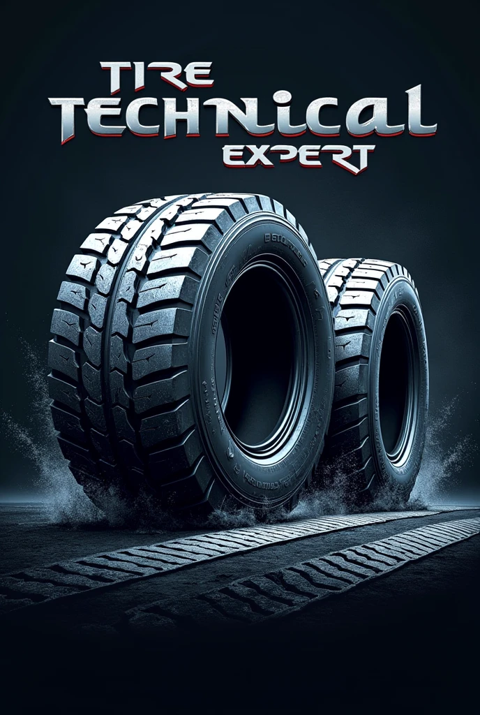 　TIRE　TECHNICAL　EXRERT lettering　Tire illustration　truck tires　A logo to project professionalism worldwide　
