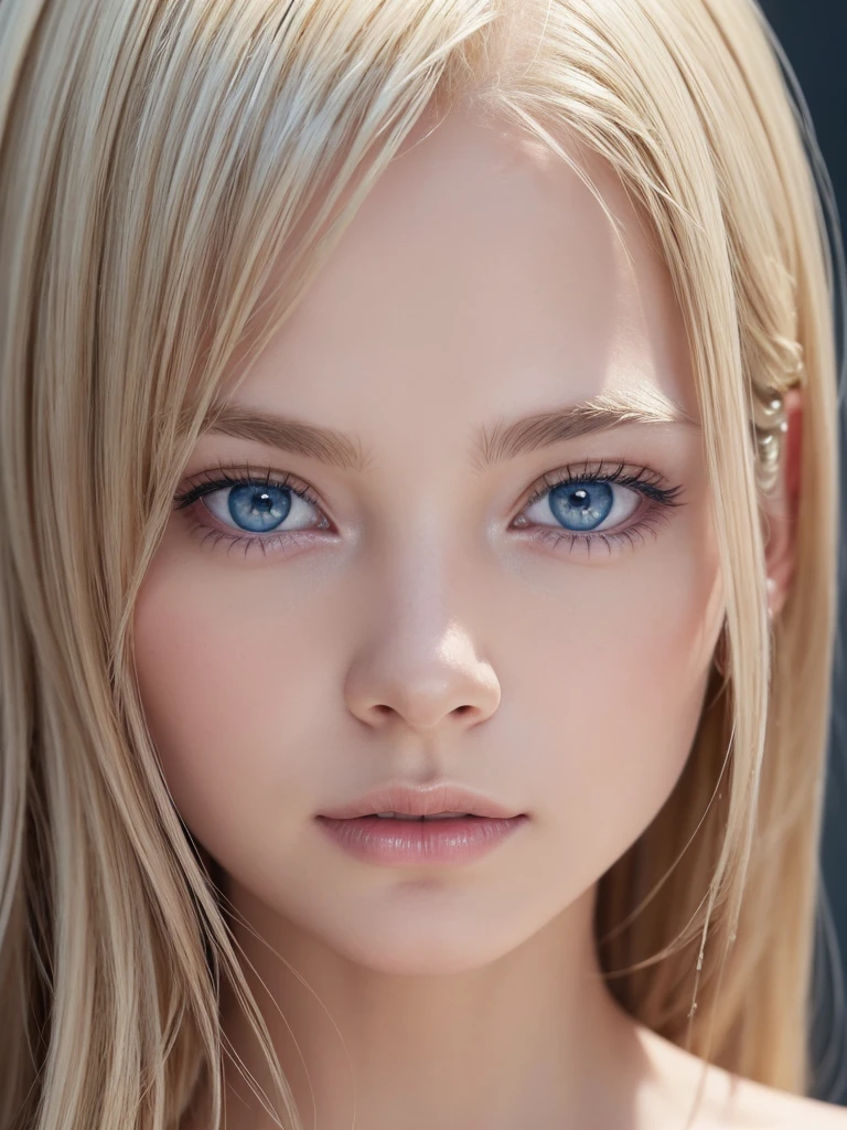 photorealistic 1girl, extremely detailed face with beautiful detailed eyes, short natural platinum blonde hair covering her face, bright large blue eyes,dorropy eyes, small face, , nordic beauty, high quality, best quality, 8k, ultra realistic, extremely detailed, high resolution, masterpiece