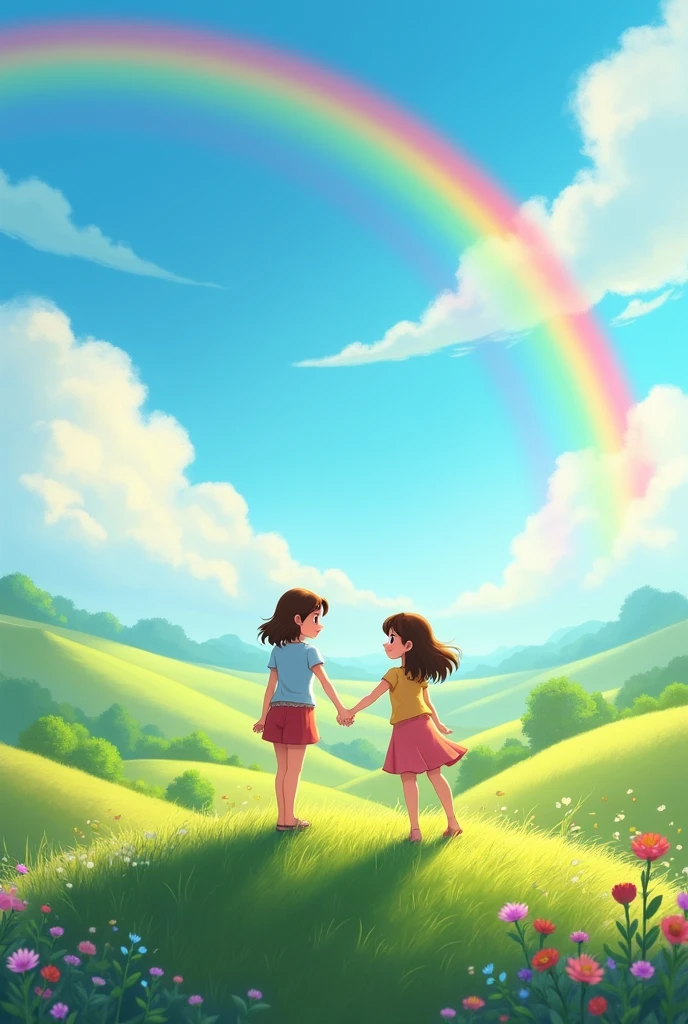 Landscape with rainbow with the name Lais and Laura 

