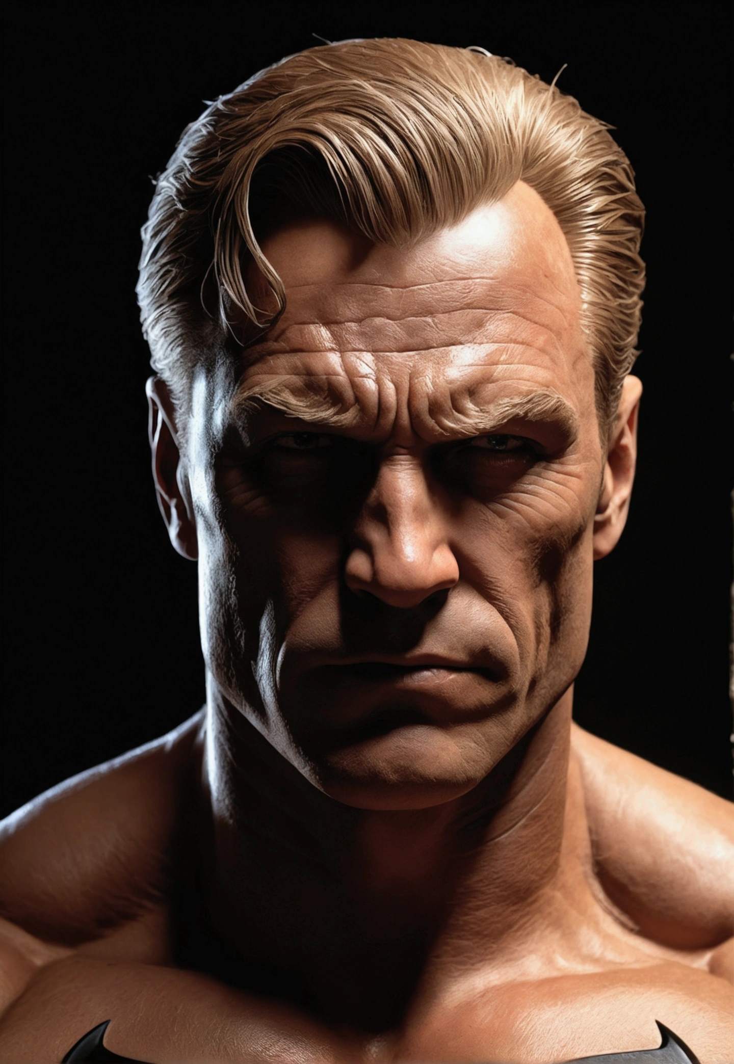 batman the dark knight by david mc, portrait of doc savage, doc savage, the sandman from graphic novel, lee bermejo, martin ansin, vertigo comic, martin ansin artwork portrait, as illustrated in top cow comics, comics sandman, vertigo comics, albert wesker, vergil, by Jason Edmiston, comic, mature man sitting, muscle, nude, hairy, hyper detailed, realistic lighting, hairy, 8k, highly detailed, intricate details, cinematic lighting, dramatic composition, sunset lighting, muscular body, detailed facial features, detailed face, dynamic camera, manly face, serius face,