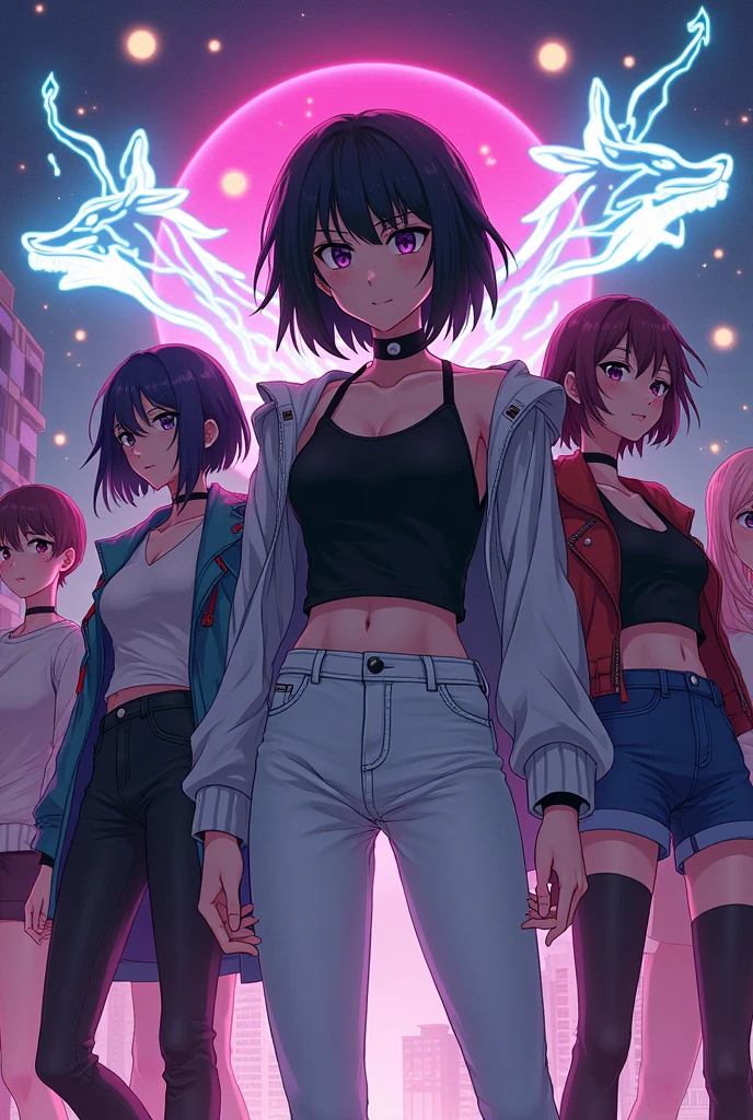 Slayer cat wolf anime girl- 6 girl
With a short blak crop
And wihte denims