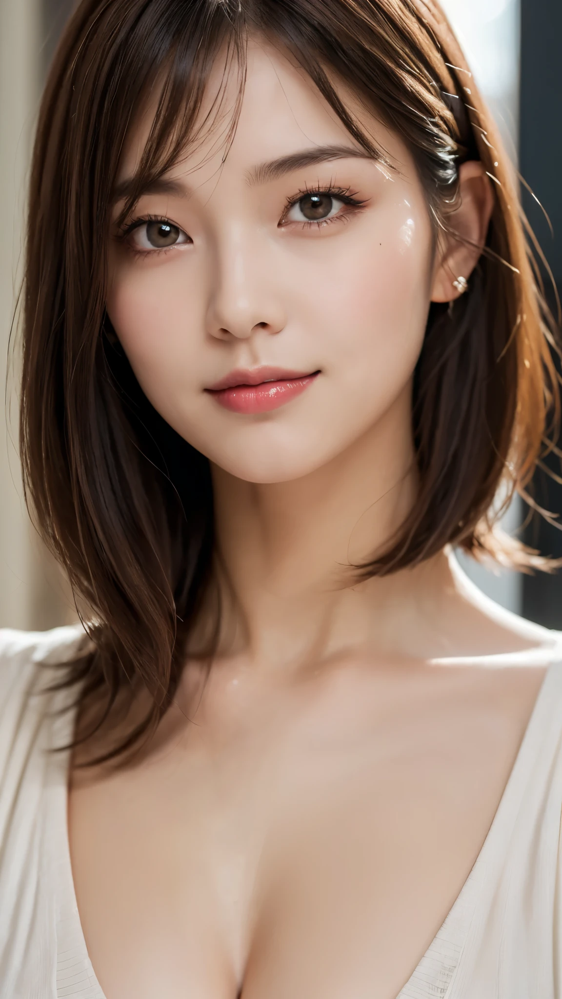 (photorealistic, 32k, RAW photo, best quality: 1.5), (masterpiece:1.3), (absurdres, attractive, ultra high resolution, ultra realistic, highly detailed, golden ratio, ultra detailed, super fucking beautiful detailed face), natural makeup, detailed cloth texture, detailed hair texture, beautiful detailed fullbody, Perfect female body, accurate, Anatomically correct, Highly detailed face and skin texture, (beautiful hands), (realistic skin), (beautiful pale skin:1.1), (Perfect dynamic composition, looking at viewer:1.3), (full body shot:1.3), ((Princess:1.4)),
BREAK,
realistic eyes, beautiful detailed eyes, symmetric eyes, Light Brown eyes, Double eyelids, Thin eyebrows, (Glossy lips:1.4), ((A face with waiting for a kiss, Shy Smile:1.2)), (blush:1.1),
BREAK,
((short hair, bob, Dark blonde hair, bangs:1.2))