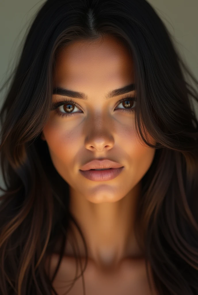 brunette woman, 20 years old, black long hair, brown eyes, beautiful detailed eyes, beautiful detailed lips, extremely detailed face, longeyelashes, model, brazilian, high fashion, photoshoot, natural lighting, warm color tones, cinematic, highly detailed, 4k, best quality, ultra-detailed, realistic, photorealistic, sharp focus, vivid colors, professional photography