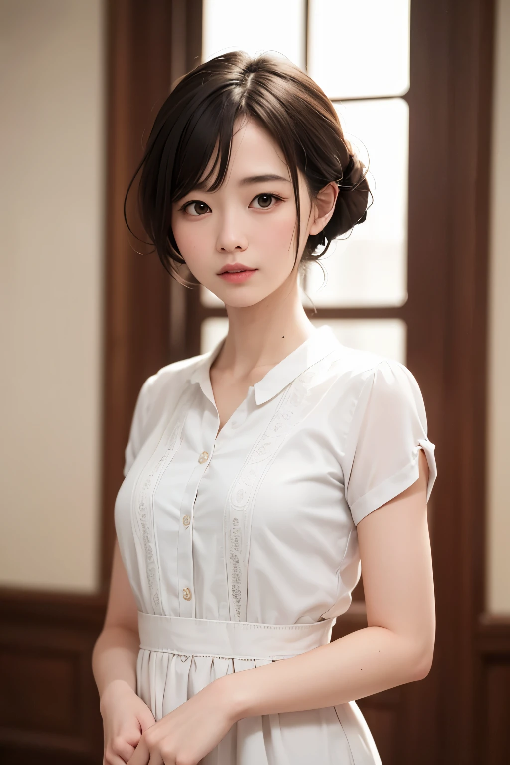 (masterpiece, Highest quality),one person&#39;s, alone, hyper Realistic, Realistic,Realistic, Looking at the audience, Light brown eyes:1.4,Brunette Short Bob Hair with highly detailed shiny hair, Brightly colored winter clothes, Lepangas:1.4), Plein Air, Mouth closed, Beautiful glossy lips、Upper Body、big chest eye、eyelash、{Huge|big|非常にbig|Mega} chest:2, chestの谷間:2、{Huge|big|expensive|Mega} chest:2, chestの谷間:2、とても大きなchestの谷間を見せる、The large windows overlook the strait valley..、(((big chest eye、Short Bob Hair、Glowing Skin、Shiny Hair、Student Highlights、Gazing at the audience、She is very beautiful and cute、Listen carefully、beautiful long neck、Beautiful décolletage、smile、Close your mouth and smile、bangsと美しい歯、bangs、Perfect Anatomy)))、Ideal body type、（Snowy tree-lined road in winter in Norway, Out of focus background）、Beautiful long neck:1.4、Very attractive, 美しくてかわいいVery attractive女性、