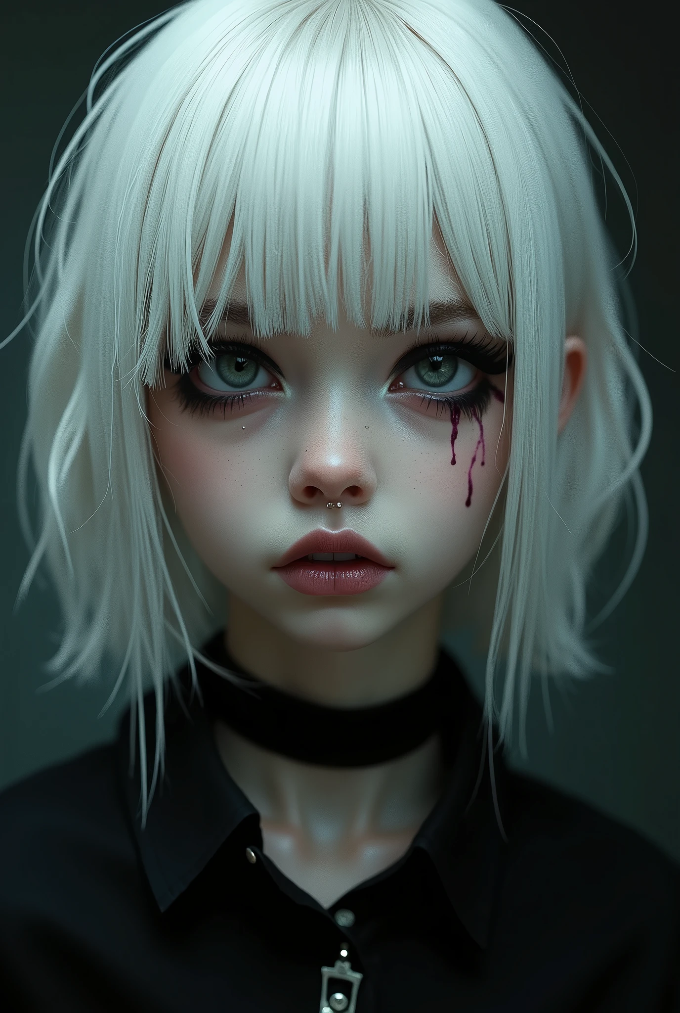 Create an emo with white bangs