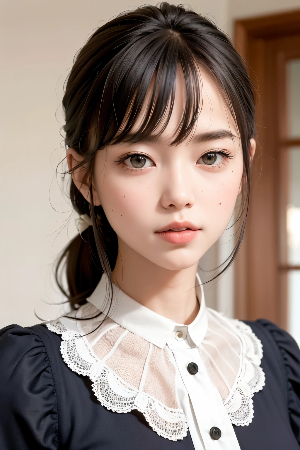 (masterpiece, Highest quality),one person's, alone, hyper Realistic, Realistic,Realistic, Looking at the audience, Light brown eyes:1.4,Brunette Short Bob Hair with highly detailed shiny hair, Brightly colored winter clothes, Lepangas:1.4), Plein Air, Mouth closed, Upper Body、big chest eye、eyelash、{Hugeな|big chest|Hugeなな|Mega} chest:2, chestの谷間:2、{Huge|big|Hugeな|Mega} chest, chestの谷間、(((big chest eye、Short Bob Hair、Student Highlights、Gazing at the audience、She is very beautiful and cute、Listen carefully、Long neck、smile、Close your mouth and smile、bangsと美しい歯、bangs、Perfect Anatomy)))、Ideal body type、(Snowy tree-lined road in winter in Norway, Out of focus background)、美しいLong neck:1.4、