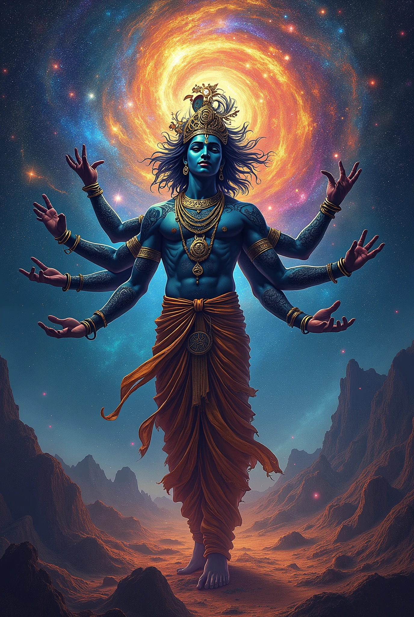 Lord Krishna's viswaroopam in modern style 